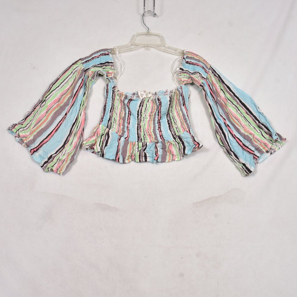 Salty Lemon Women's Stripe Smocked Crop Top Size Medium Beachy
